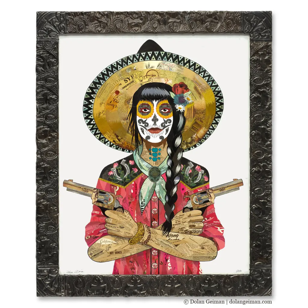 Vaquera Sudoeste (Lucky Horseshoes) Original Paper Collage 1