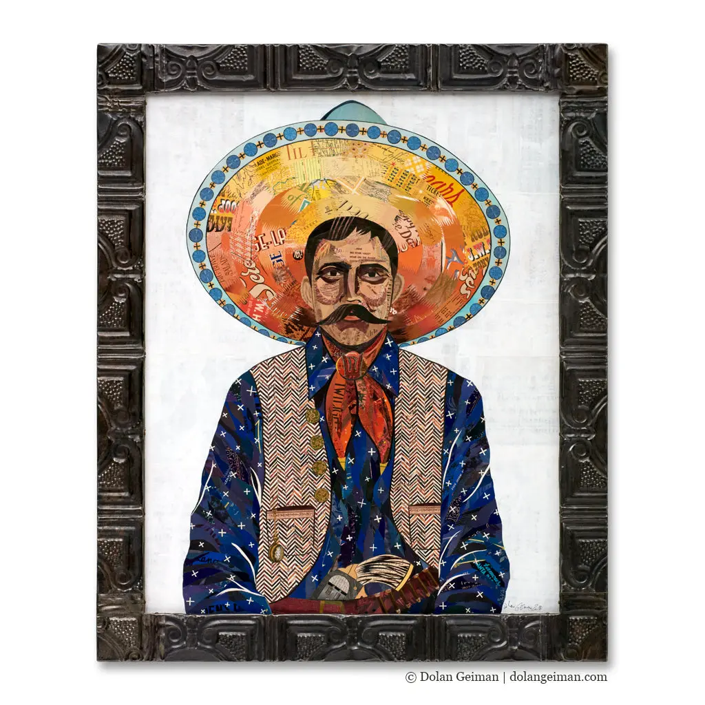 Vaquero (Indigo) Original Paper Collage 1