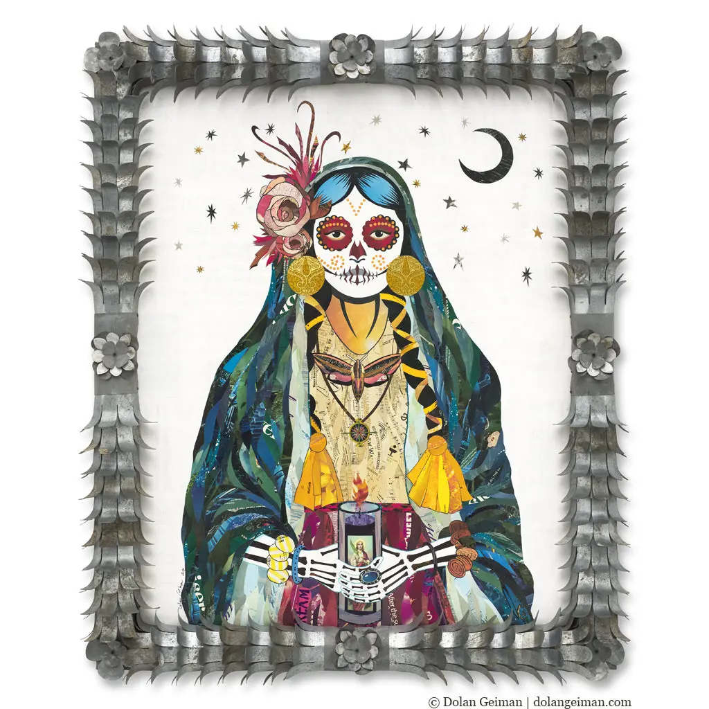 Vigil (Teal) Original Paper Collage 1