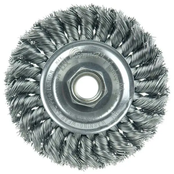 Weiler - Standard Twist Knot Wire Wheel 4", .020" Steel Fill, 5/8"-11 Unc Nut 1