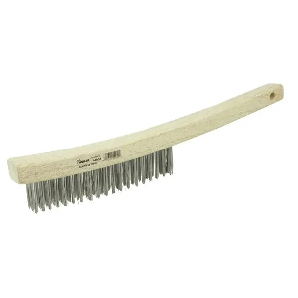 Weiler - Hand Wire Scratch Brush, .012 Fill, Curved Handle, 3 X 19 Rows 1