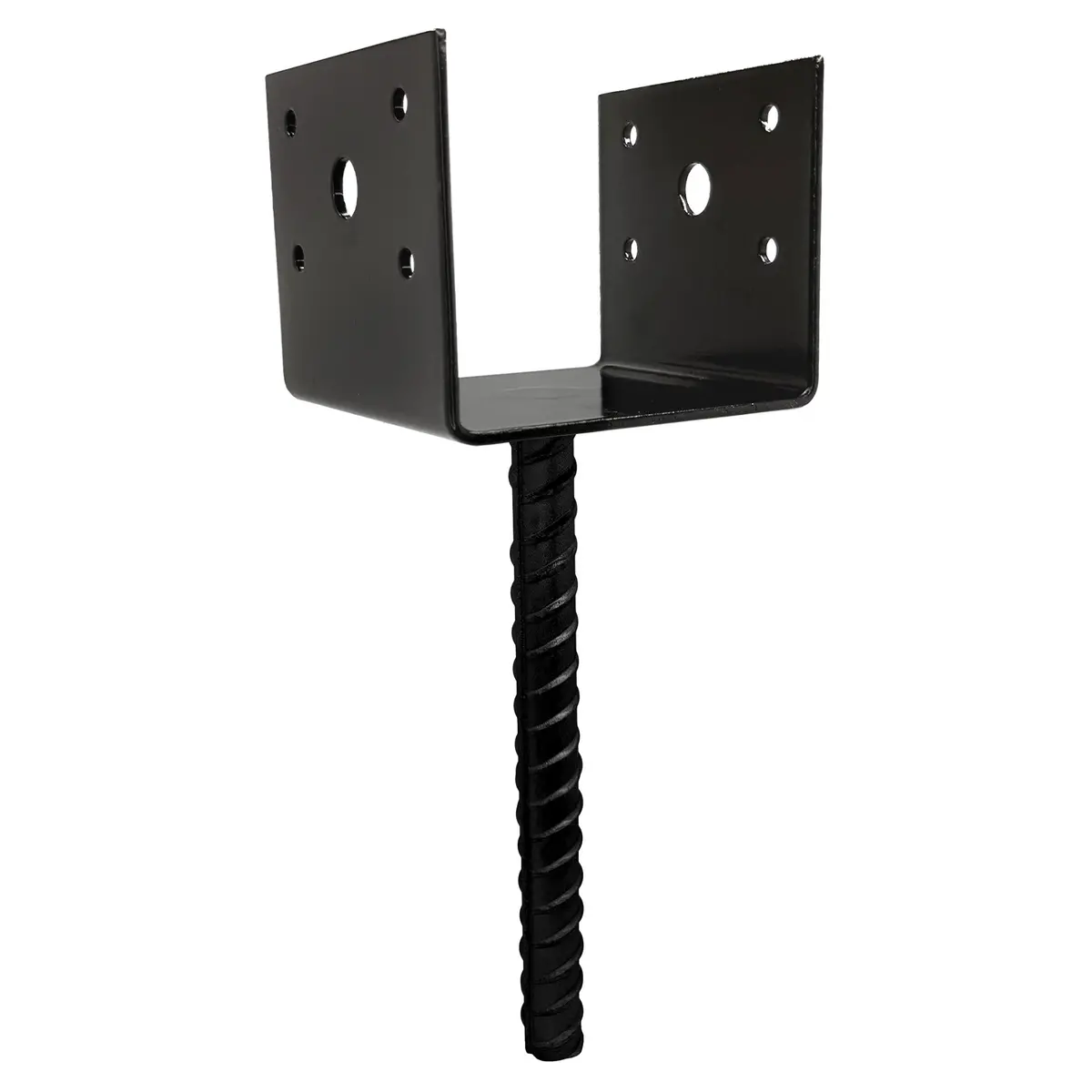 U Shaped 4X4 Deck Post Concrete Anchor Spike, Fence Post Base, Black Powder Coated 1