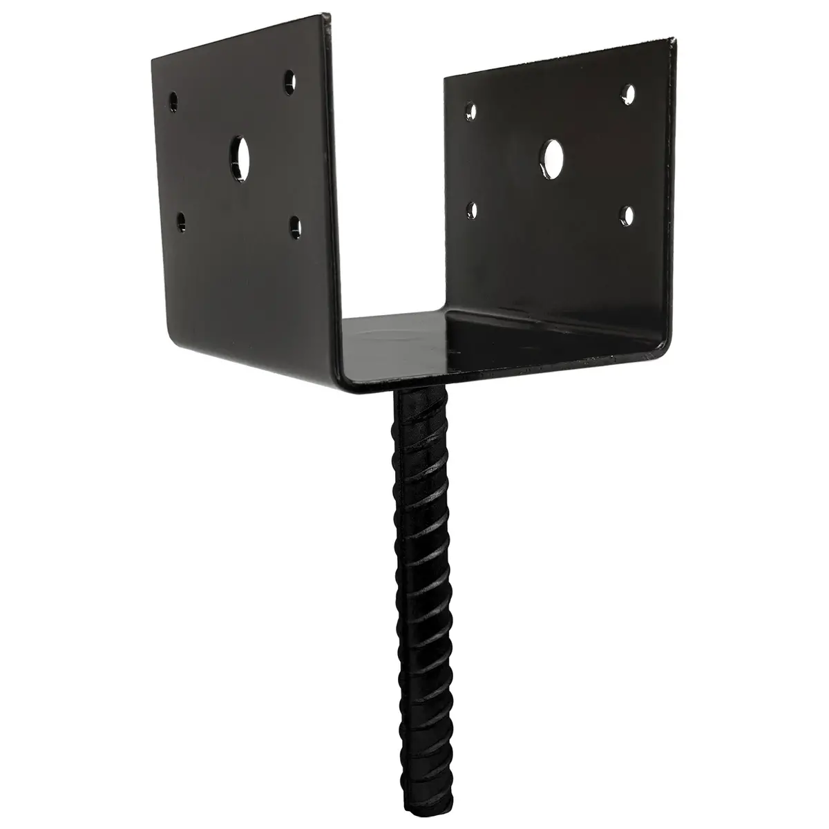 U Shaped 6X6 Deck Post Concrete Anchor Spike, Fence Post Base, Black Powder Coated 1