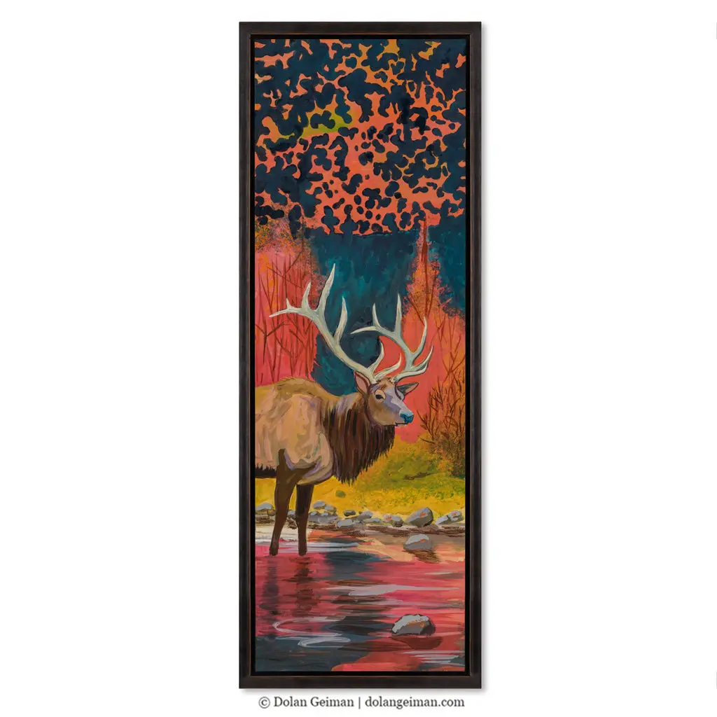 Waters Edge Elk Original Painting 1