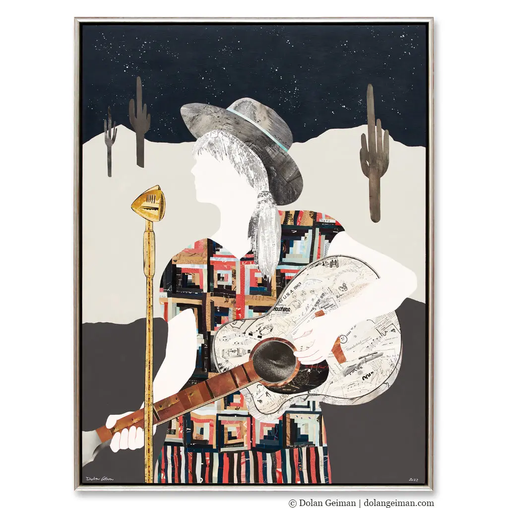 Western Songbird (Twilight) Original Paper Collage 1