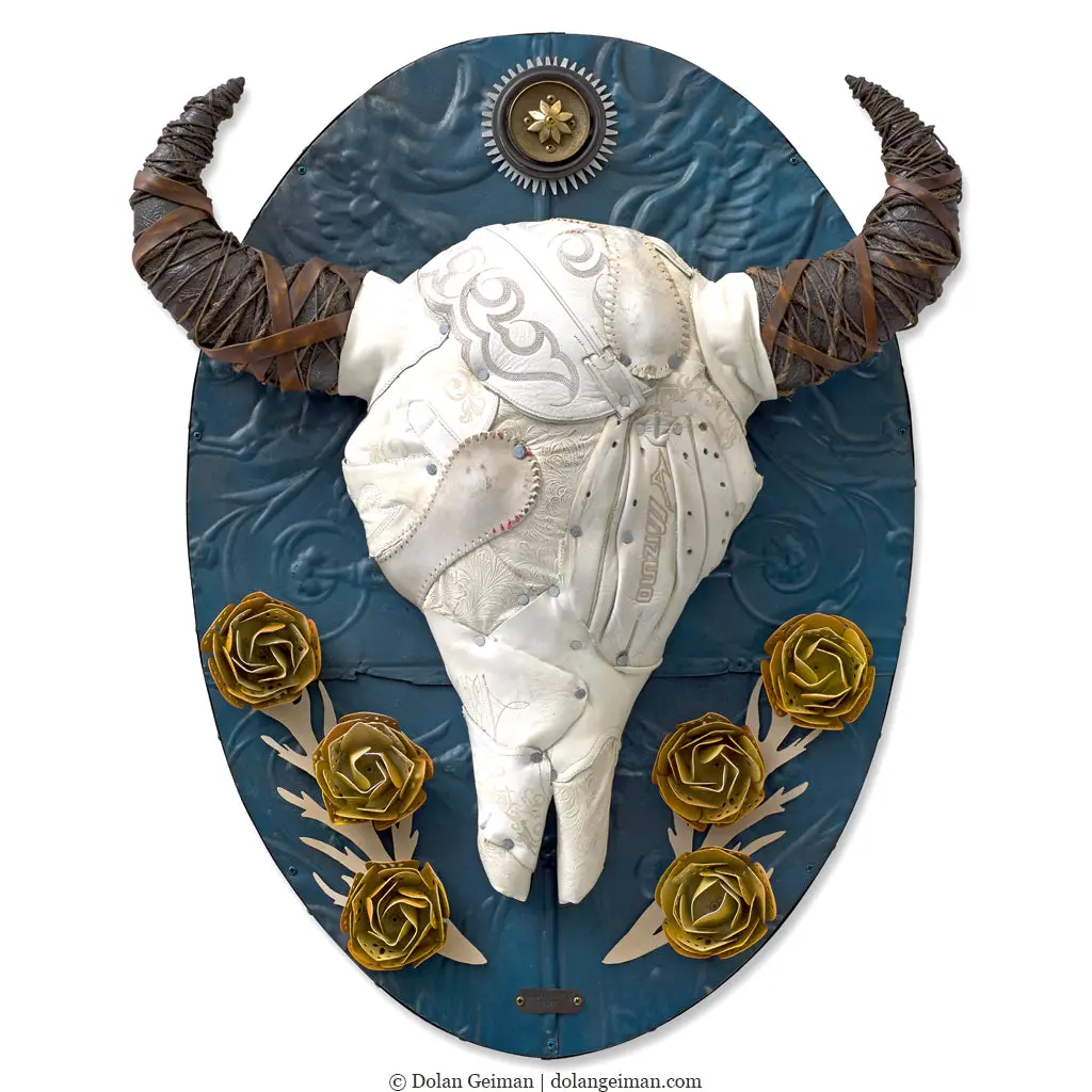 Western Insignia (Yellow Rose) Original Faux Taxidermy Sculpture 1