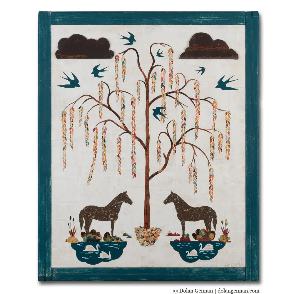Willow Garden Original Paper Collage 1