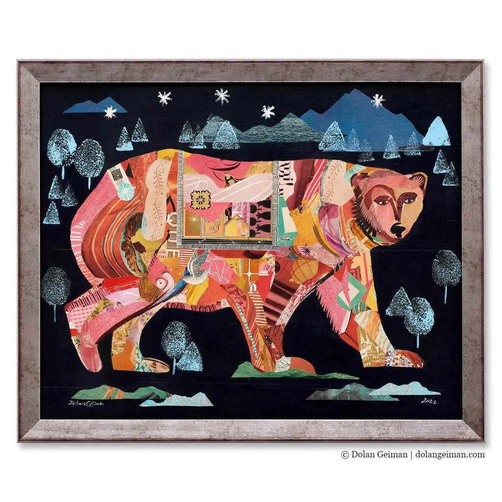 Winter Tale: Polar Bear Original Paper Collage 1