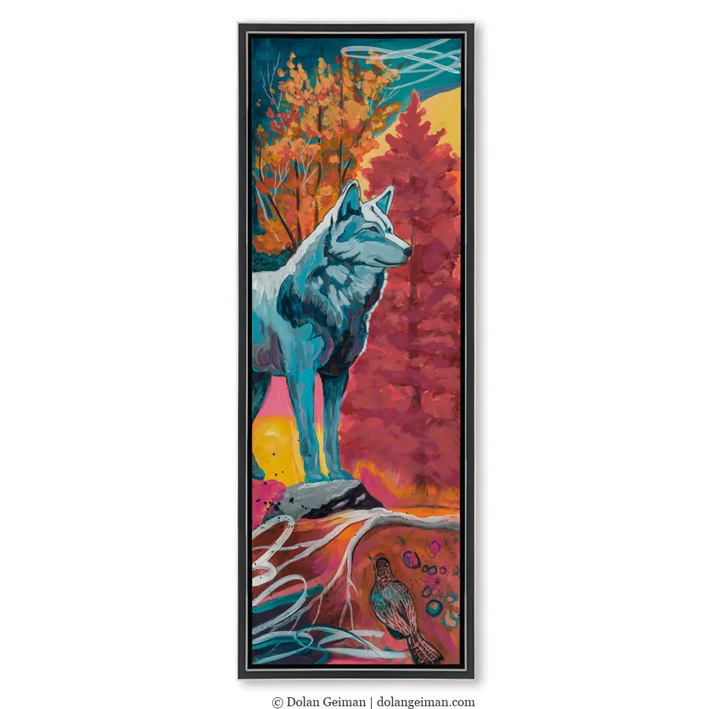 Wolf Stands Watching Canvas Print With Float Frame 1