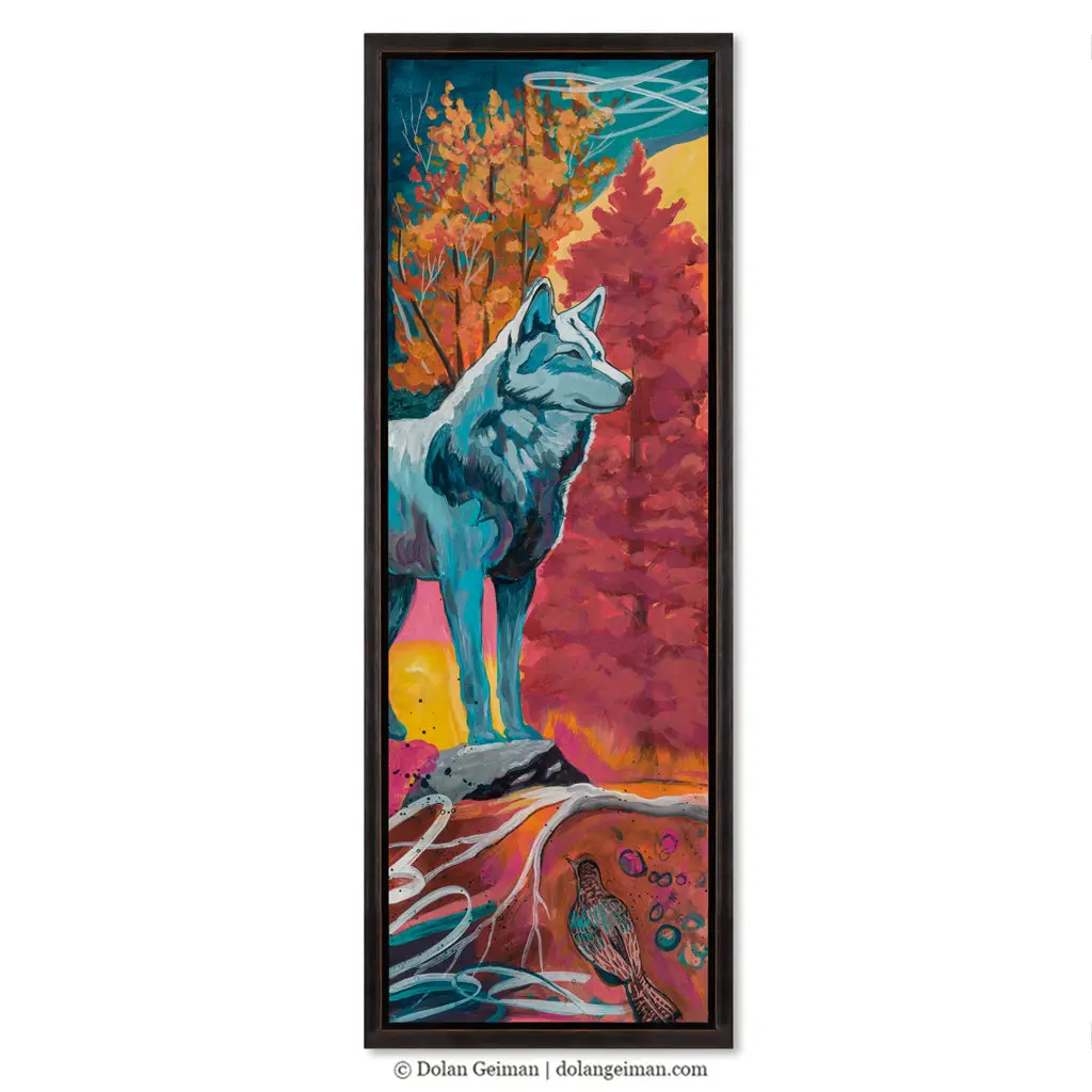 Wolf Stands Watching Original Painting 1