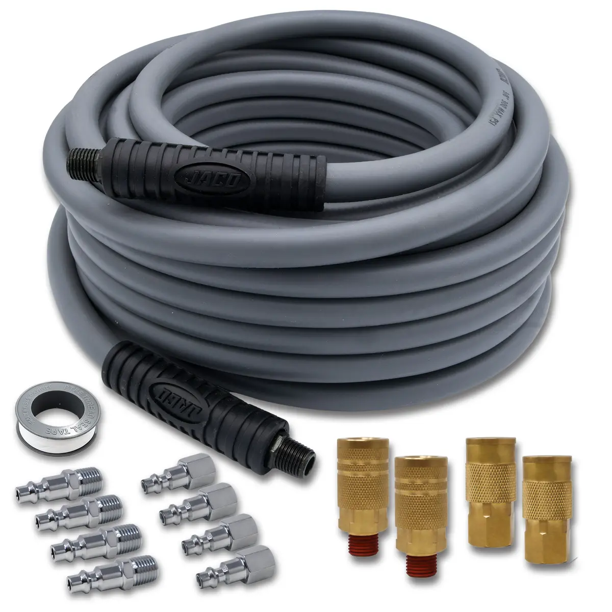 Flexpro Hybrid Air Hose (3/8" X 50 Ft) With Quick-Connect Air Fittings Kit 1