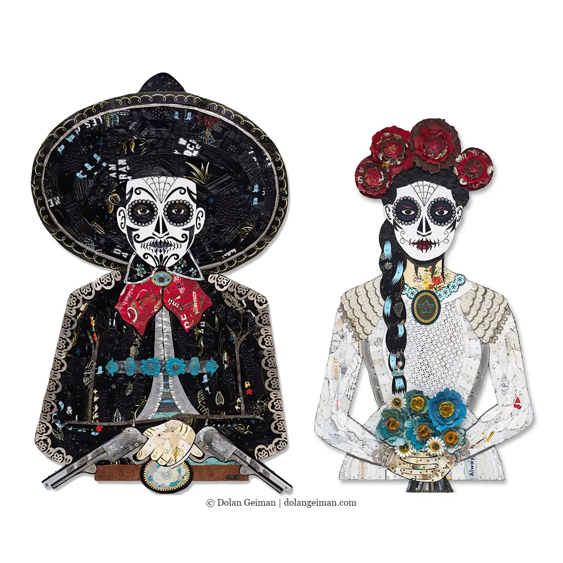 Custom Sugar Skull Bride And Groom Original Metal Wall Sculpture 1