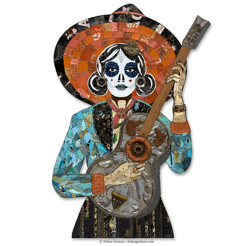 La Guitarrista Original Metal Wall Sculpture 1
