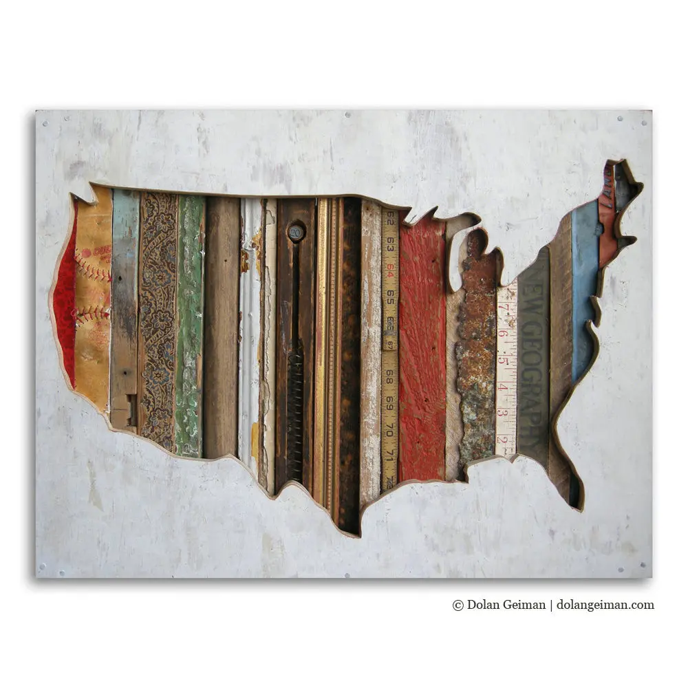 American Souvenir Usa Silhouette Original Mixed Media Wall Art 1