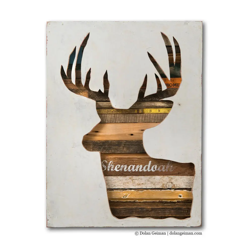 Virginia Den Deer Silhouette Original Mixed Media Wall Art 1