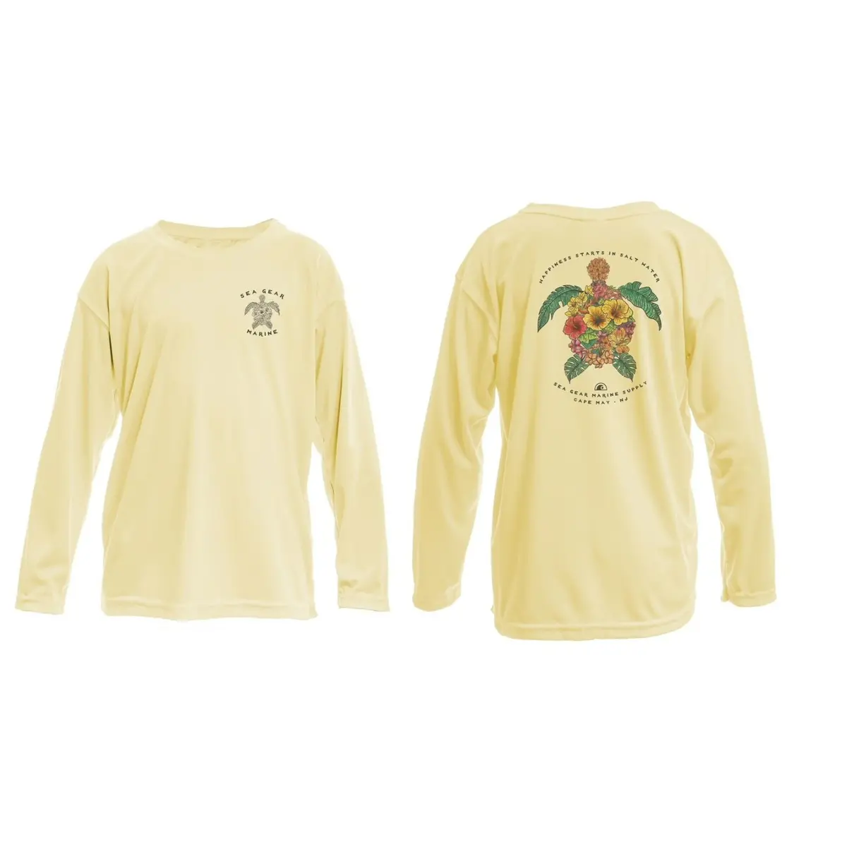 Sea Gear - Floral Turtle Toddler Kids Sunshirt Long Sleeve Upf 50+ 1