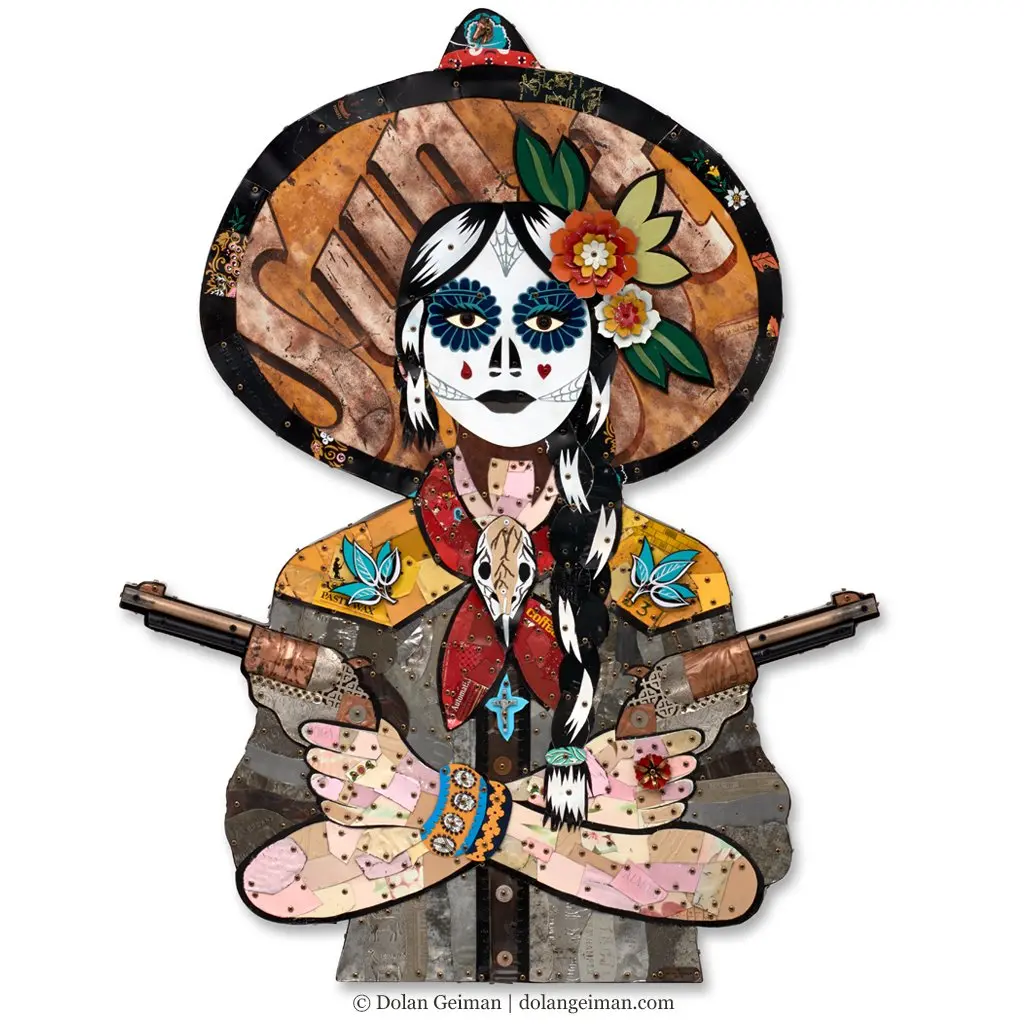 Vaquera Sudoeste (Alt Hat Options) Original Metal Wall Sculpture 1