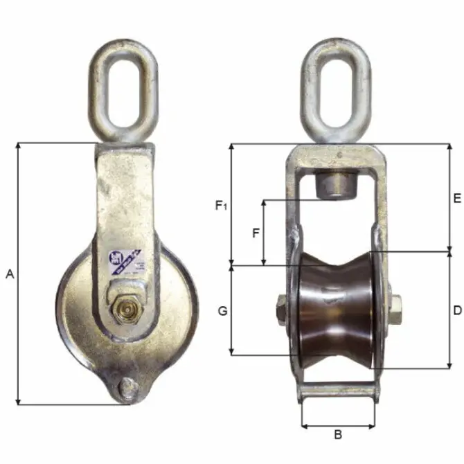 Blue Line- Galvanized Snatch Block, Swivel Eye 1