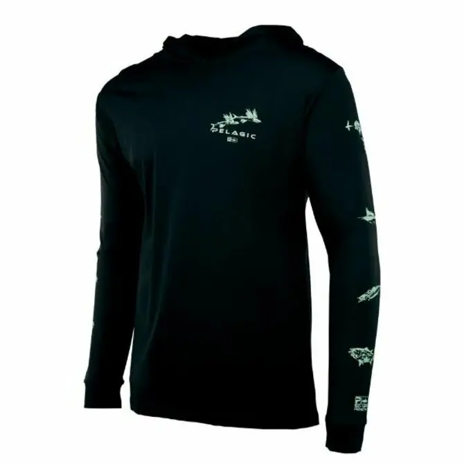 Pelagic - Aquatek Hoodie Fishing Shirt - Gyotaku 1