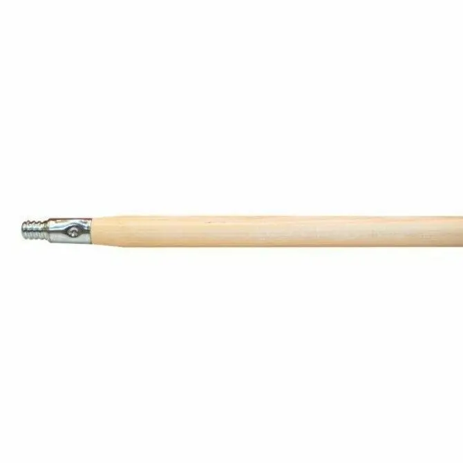 Weiler - Threaded Tip Floor Brush Handle, 1-1/8 In Dia X 60 In L, Metal Tip, Hardwood Handle, Natural 1