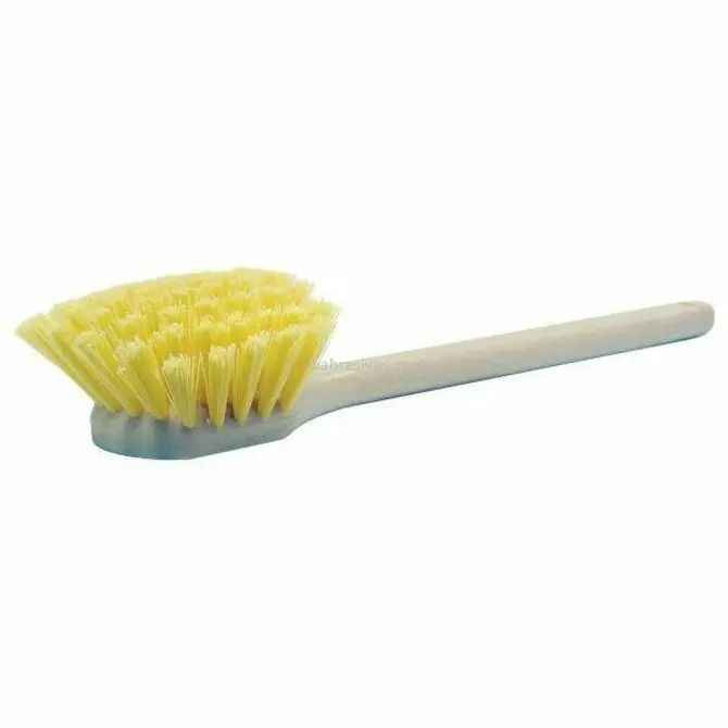 Weiler - 20" Utility Scrub Brush, Yellow Polypropylene Fill, Long Handle, Foam Block 1
