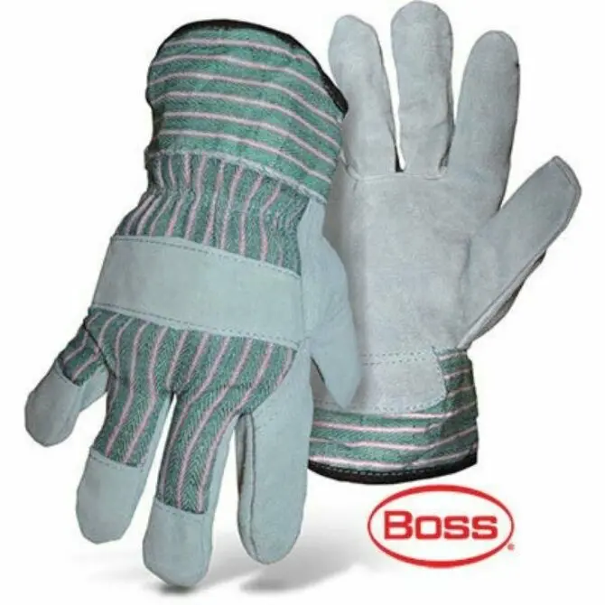 Boss - Leather Palm Green Striped W Shirred Elastic And Safety Cuff 1