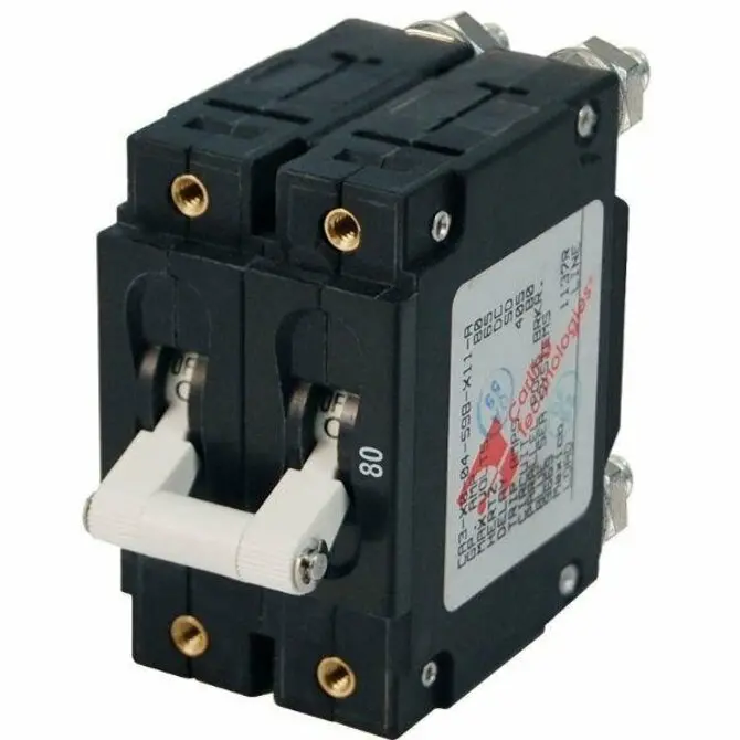 Blue Sea - C-Series White Toggle Circuit Breaker - Double Pole 80A 1