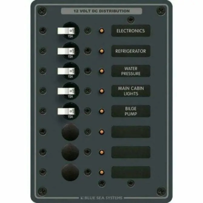 Blue Sea - Traditional Metal Dc Panel - 8 Positions 1
