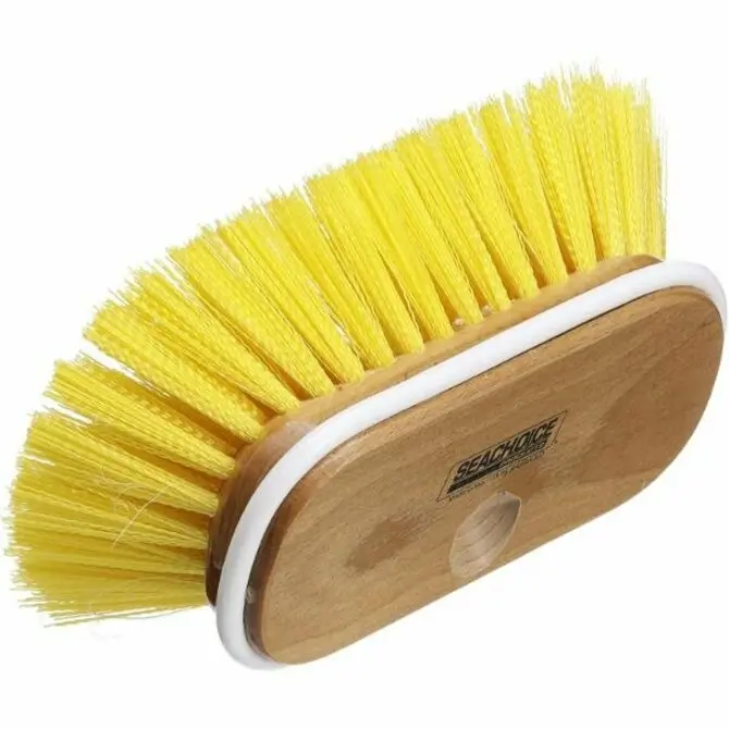 Sea Choice - Deck Brush With Threaded Hole 6 Inch Medium Bristles Wood Block 1