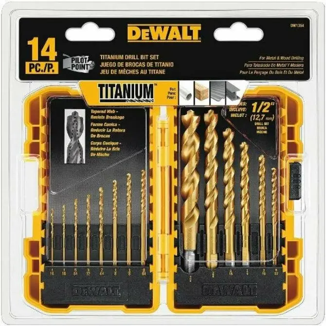 Dewalt - 14 Piece Titanium Drill Bit Set 1/16"-1/2" 115-Dw1354 1