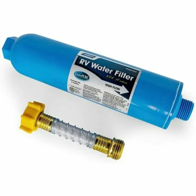 Camco - Tastepure Water Filter (Kdf) - W / Flexible Hose Protector 1