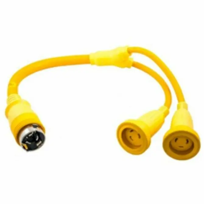 Hubbell - Y-Adapter (2)30A 125V - 50A 125/250V 50 Amp - 30 Amp Yellow 1