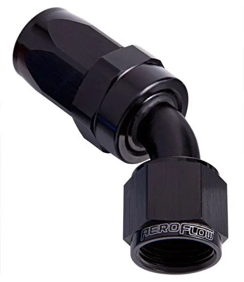 An-16 Swivel Hose Fitting – 45° Tapered Black Anodized Aluminum Male End 1