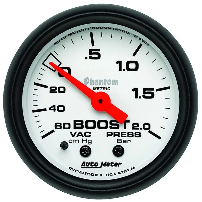 Autometer Au5703-M Phantom Dual-Scale Boost/Vacuum Gauge — 2-1/16" 1